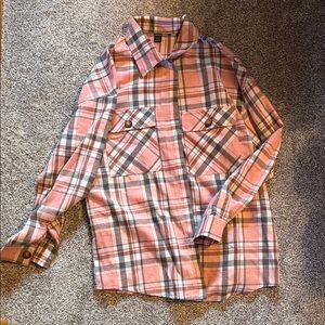 SHEIN Pink Plaid Button-Up Shirt